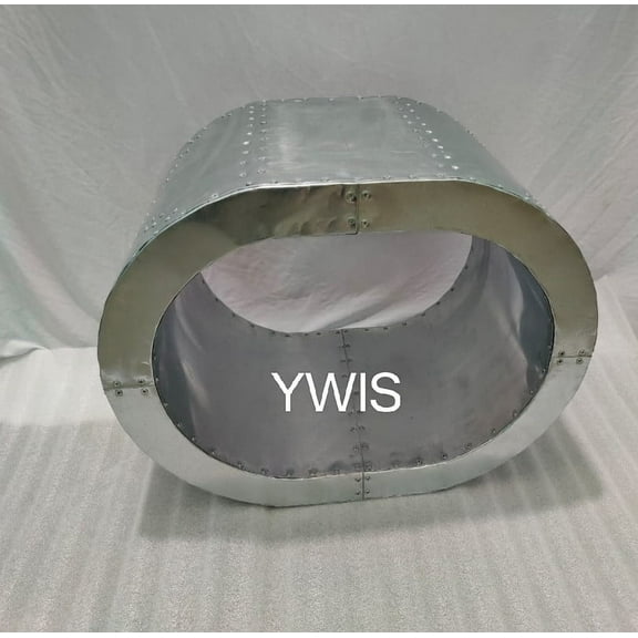 Ywis Aluminium Aviator furniture circle coffee table Aviation furniture center table mid century Home or office decor with storage.