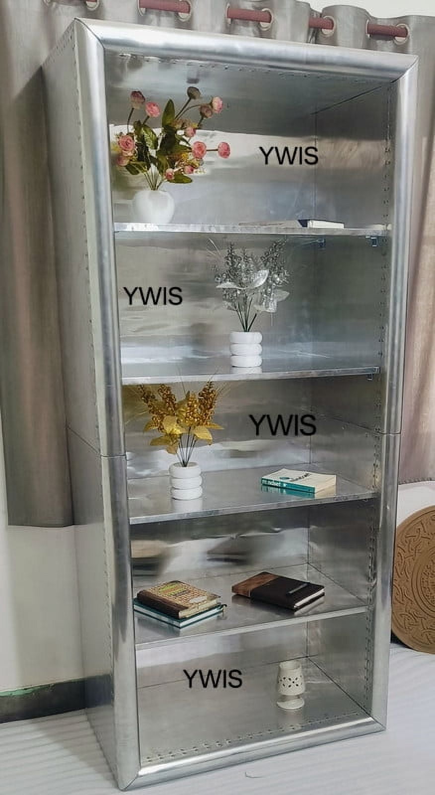 Ywis Aviator furniture Aluminium Bookcase Armories Almirah with open Draw bookshelves folding almirah.