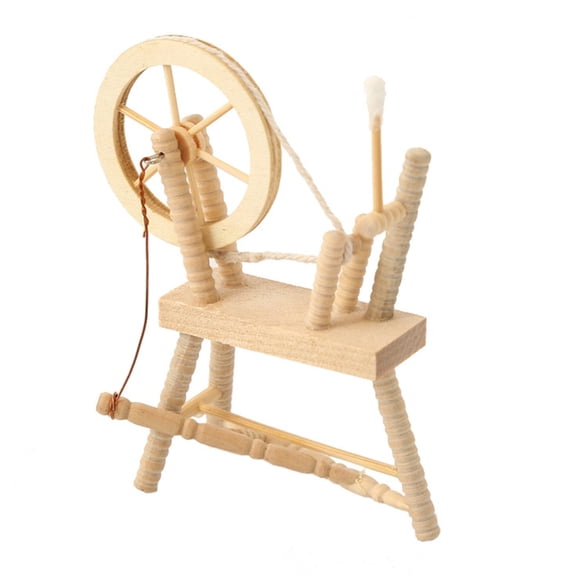 Ywmsfl 1/12 Miniature Spinnings Wheel For Vintage Styles Dollhouses Decoration Model Project Collector Making Accessory