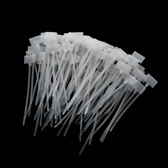 Ywmsfl 100 Pcs White Plastic Nylon Mark Tags Label Sticker Cable Zip Ties 2x11cm