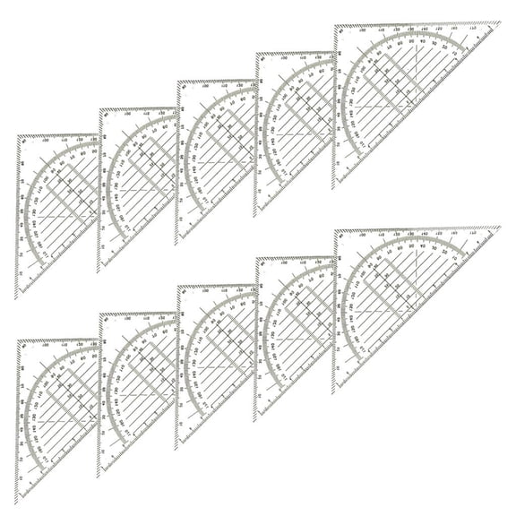 Ywmsfl 10Pcs Clear Set Square with 180 Degrees Protractors Geometry Measuring Tool
