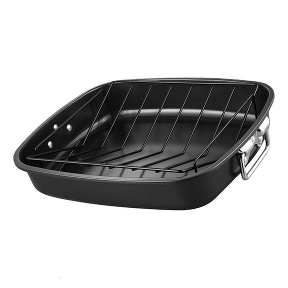 Ywmsfl 17Inch Carbon Steel Baking Pan With V-Shape Roasting Rack Multipurpose Turkey Roasting Tray with Handles for Oven