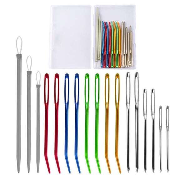 Ywmsfl 17Pcs Bent Tip Tapestry Needle Large Eye Yarn Needle Large Eye Wool Needle for Knitting