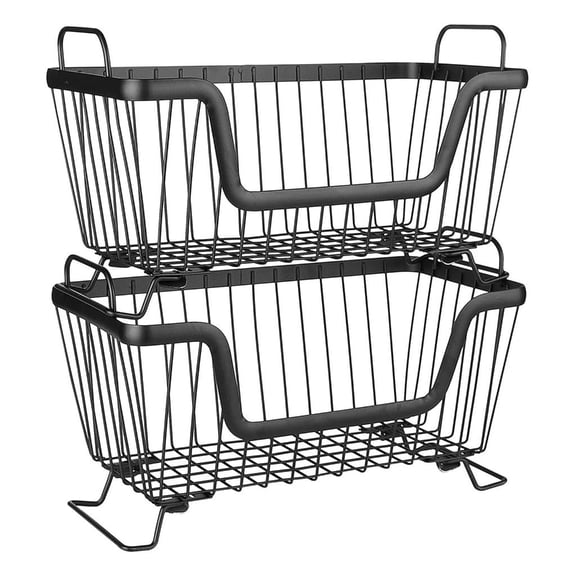 Ywmsfl 2 Pieces Stackable Wire Meshes Storage Baskets With Convenient Handles Storage Containers For Various Household Needs