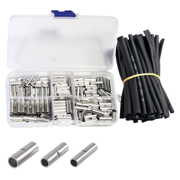Ywmsfl 200Pcs Electrician Wire Crimps Rings with 45pcs Heat Shrink Tubes for Safe Wiring
