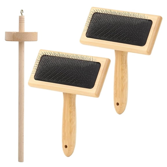 Ywmsfl 2PCS Premium Wool Carders Set With Spindle For Crafting Projects Felting Tools Smooth Whirling
