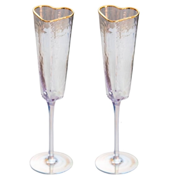 Ywmsfl 2Pcs Champagne Flute Sophisticated Love Heart Embellished Glass Cups for Couple Elegant Drinkware for Weddings