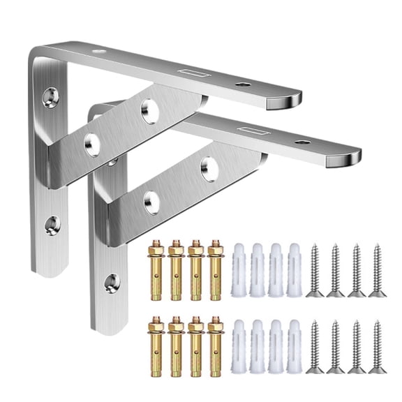 Ywmsfl 2Pcs Stainless Steel Support Brackets Heavy Duty Triangular Frame Wall Shelf Right Angles Support Stand Enduring