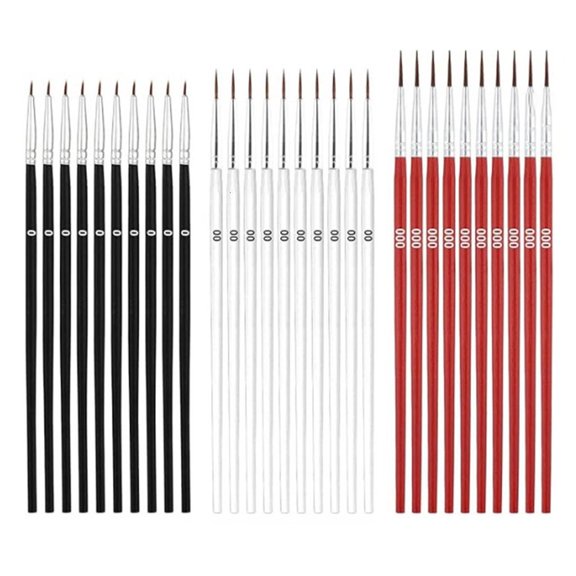 Ywmsfl 30 Pcs Tiny Detail Paint Brushes #0 #00 #000 3 Size Fine Paint Brush Artists Paint Brushes Nylon Hair Painting Brush