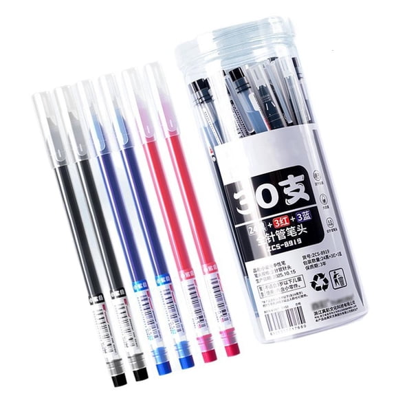 Ywmsfl 30Pcs 0.5mm Needle Point Gel Pen Black/Blue/ Red Inks Quick Drying Gel Inks Pen