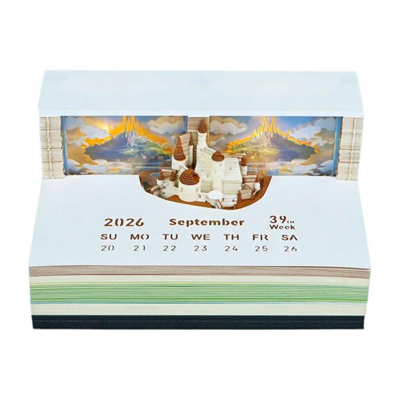 Ywmsfl 3D Heaven City Note Calendar With LED Light Ecological Friendly Paper Weekly Planner For Home Office Arrangement