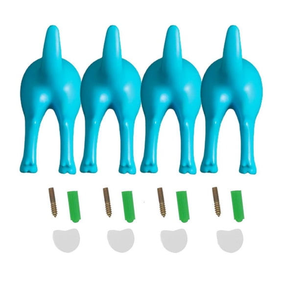 Ywmsfl 4Pcs Nordic Dog Tail Hooks with Screws Adhesive Tape Wall Mounted for Key Hanger Hat Coat Hook