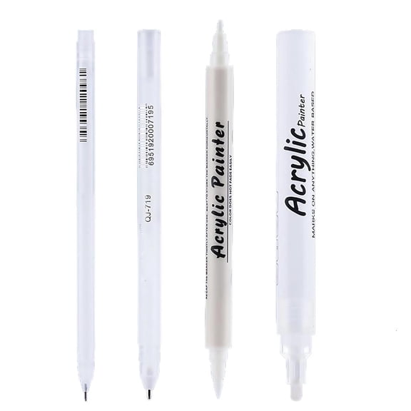 Ywmsfl 4Pcs Professional Art Markers White Acrylic Paint Pen Water Resistant Highlighter Markers for Art Drawing Sketching