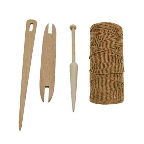 Ywmsfl 4pcs/set Natural Wooden Shuttle Stick Needle Knitting Weaving Warp Thread Yarn Handcrafts