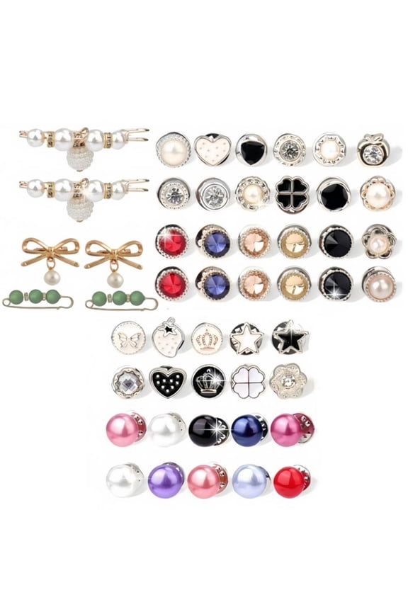 50/55/58/80/90/94/96Pcs for Sock Shoe Brooch Pin Sweater Shawl Clip Artificial Pearls Brooch Charm Rhinestones Safe Pin
