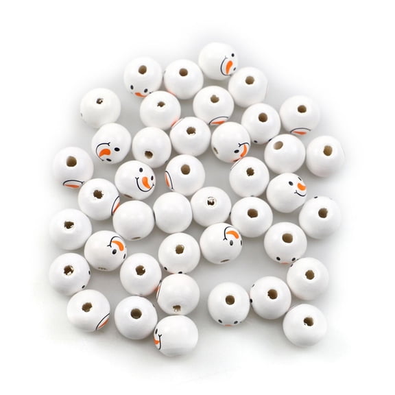 Ywmsfl 50 pcs Wooden Beads Craft Christmas Tree Hanging Ornaments 's Wooden Bead For Garland Party Decor