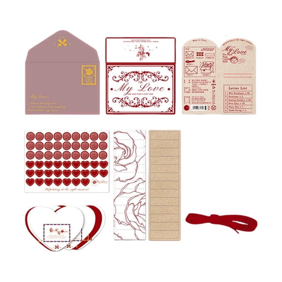 Ywmsfl 52Pcs Tiny Heart Envelope and Stationery Letter Writing Paper Set For Wedding Invitations Valentines Greeting Cards
