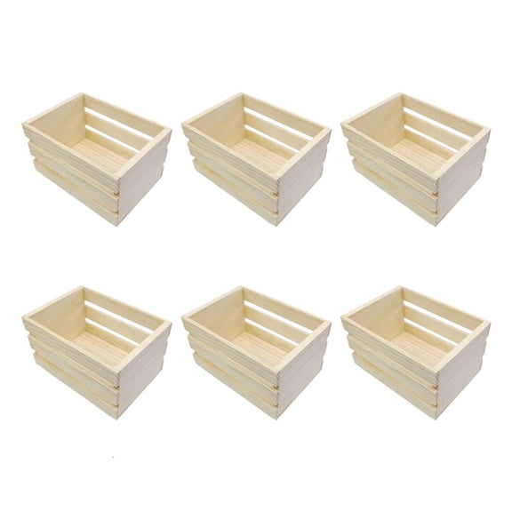 Ywmsfl 6/12Pcs Natural Pine Wood Miniature Storage Basket Rural Wooden Organizers Box Nesting Crates For Living Room Bedroom