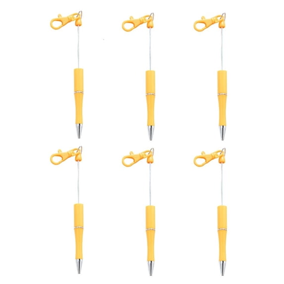 Ywmsfl 6 Pcs Beadable Ballpoint Pen Keychain Black Ink Beaded Pen Smooth Writing Pen Creative Beaded Pen