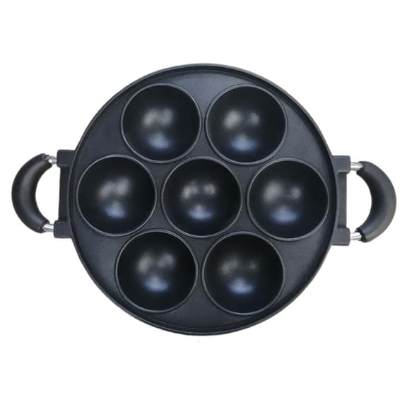 Ywmsfl 7-Hole Cake Cooking Pan Cast Iron Omelette Pan Non-stick Cooking Breakfast Cooking Pie Cake Mold Cookware