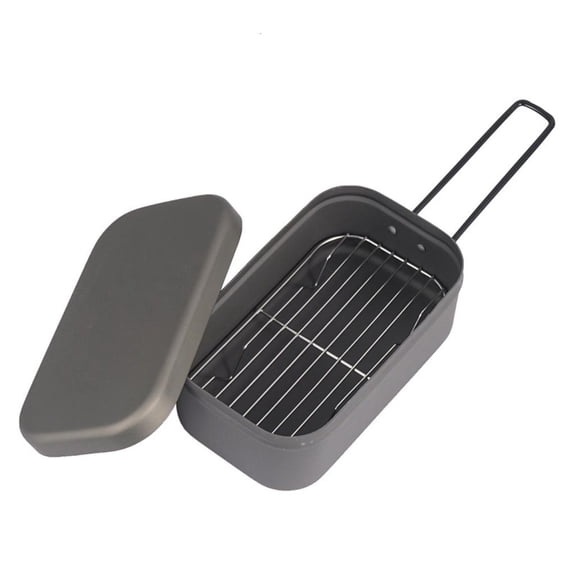 Ywmsfl 800ml Outdoor Japanese Aluminum Lunch Box with Folding Handle Portable Travel Camping Cooking Steamed Boxes