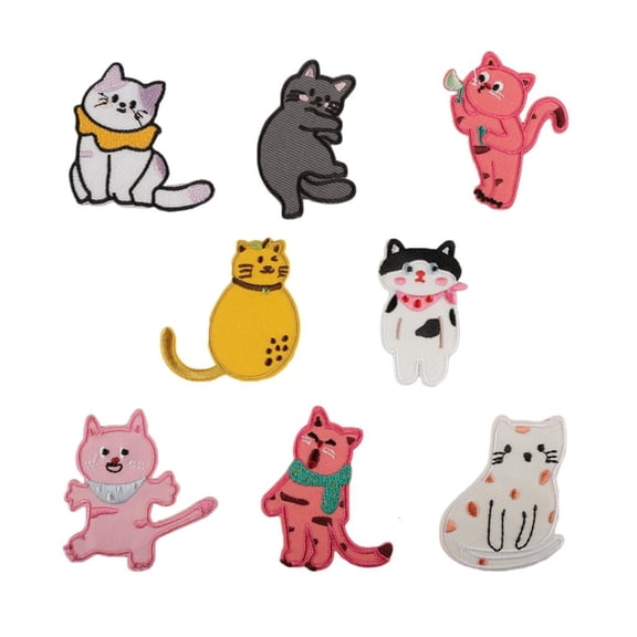 Ywmsfl 8Pieces Cats Theme Fabric Patches Sewing On Embroidery Applique For Hats Backpack Clothes Repair Patches Decoration
