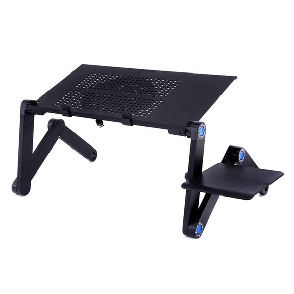 Ywmsfl Adjustable Foldable Aluminum Laptop Table Desk Stand Holder with Cooling Fan Mouse Pad for Bed Lap PC