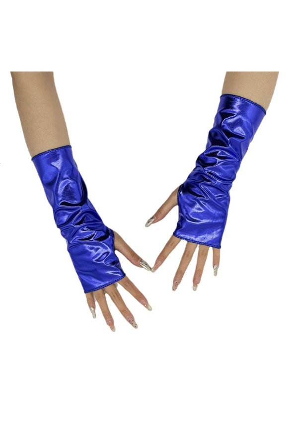Wrist Lengthen PU Gloves Party Gloves for Women Steampunk Elastic Fingerless Gloves Masquerades Gloves