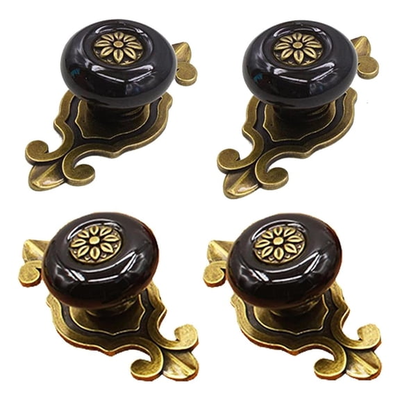 Ywmsfl Antique Fashion Hardware 32mm Single Hole Knobs Metal Mixture And Earthenware Building For Kitchen Closet Drawer Deck