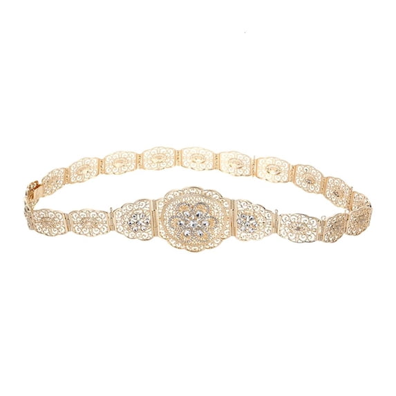 Ywmsfl Fashionable Women Belt Rhinestones Flower Decoration Waist Belt Durability Belt for Evening Gowns or Attires