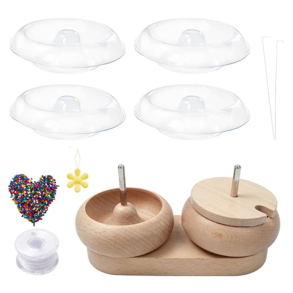 Ywmsfl Beading Easy Wood Bead Spinner Bowl with Needle and Bead Kits for Beautiful Jewelry Wood Crafting Tools