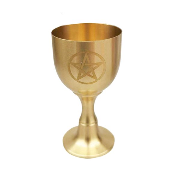 Ywmsfl Brasses Goblet With Moons And Star Pattern Pentagrams Chalice Perfect For Ceremonies And Display