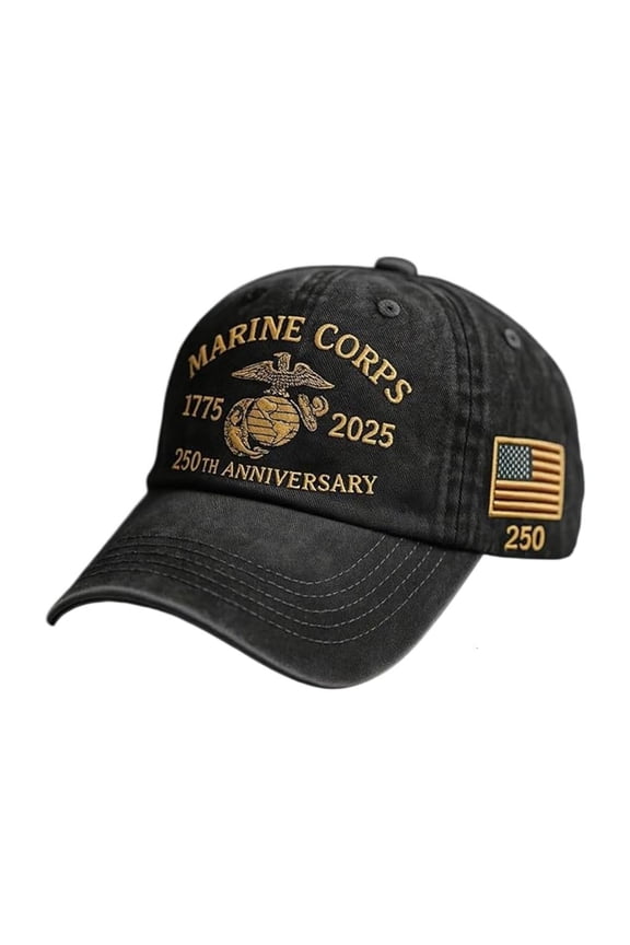 Breathable Cotton Baseball Cap for Marine Corps 250 Years History Celebration with Adjustable Strap Marine Veterans Hat