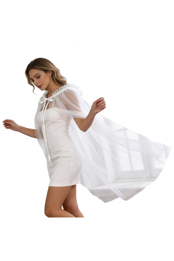Bridal Shoulder Capelet Lightweight Veils Overskirt For Bride Photoshoots