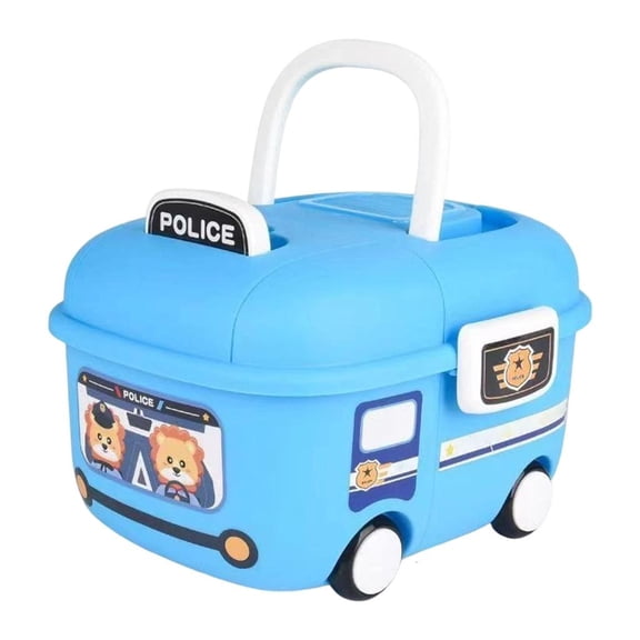Ywmsfl Cartoon Car Toy Storage Box with Rounded Wheels for Kids Room Organization