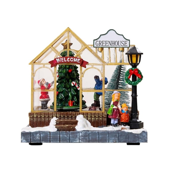 Ywmsfl Christmas Musical House Rotating Tree Figurines with LED Light Festival Decors