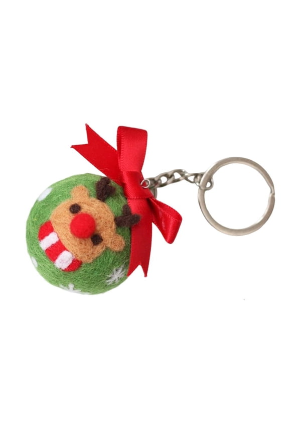 Christmas Wool Felted Keychain Crafting Set Needle Felting Supplies with Instruction for Beginner Art Craft
