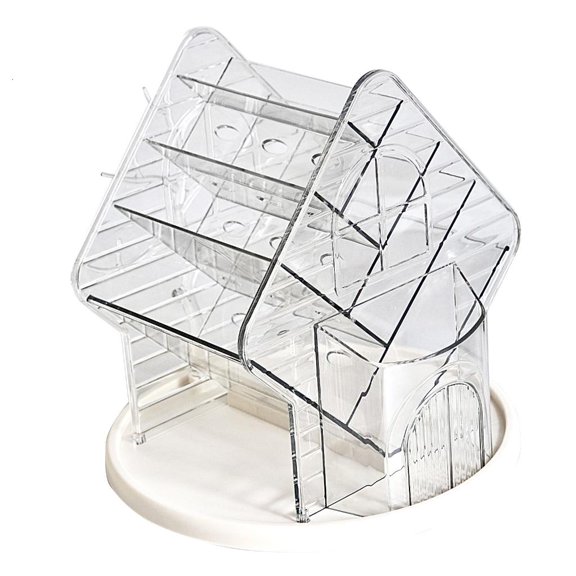 Ywmsfl Clear Rotating Makeup Organizers Jewelry Necklace Hanger Tree Rack for Easy Access to Cosmetics and Brushes Holder Tray