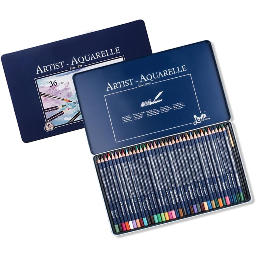 Ywmsfl Coloring Pencils Set in Metal Case Coloured Pencil with Brush Portable Artist Watercolor Pencil for Coloring Sketching