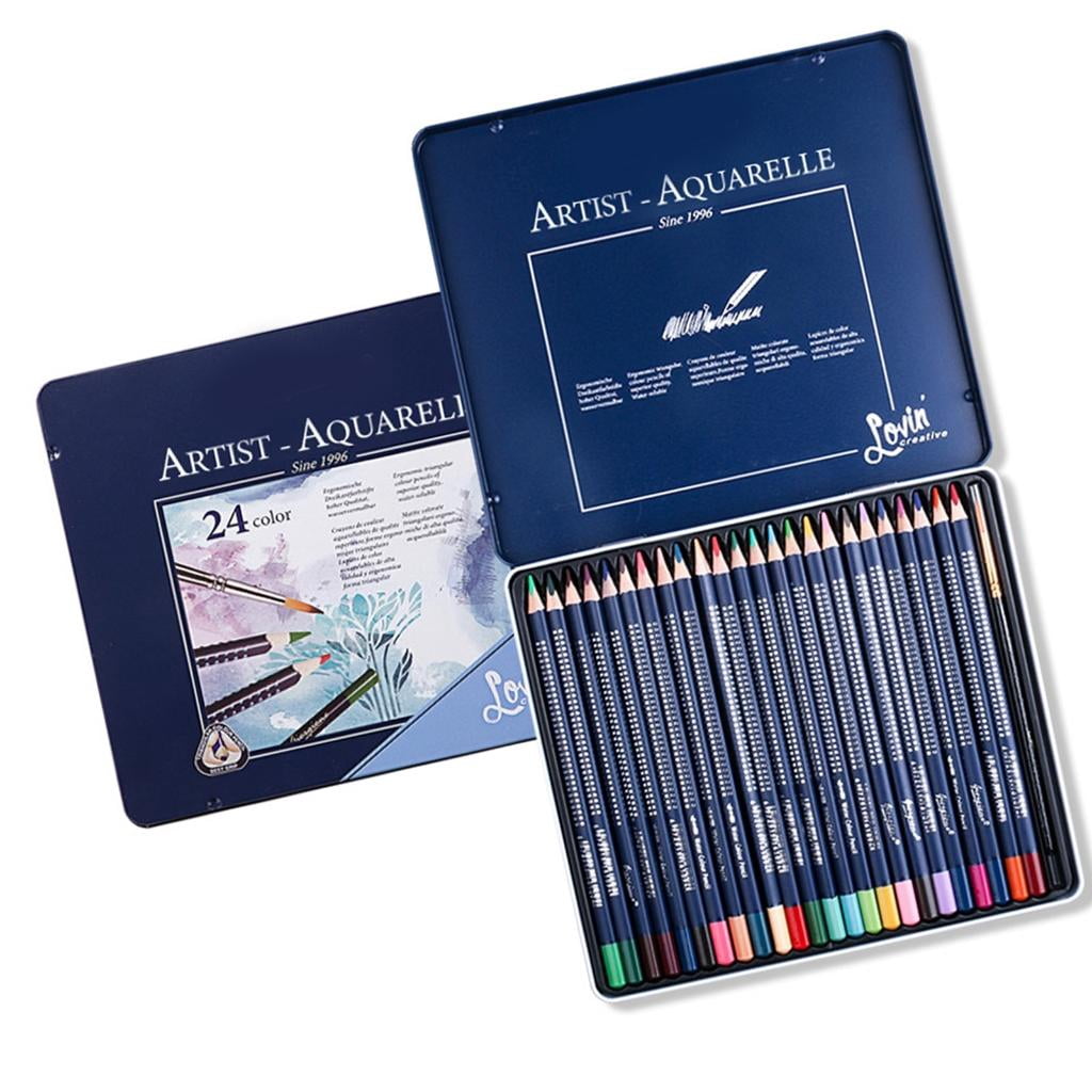 Ywmsfl Coloring Pencils Set in Metal Case Coloured Pencil with Brush Portable Artist Watercolor Pencil for Coloring Sketching