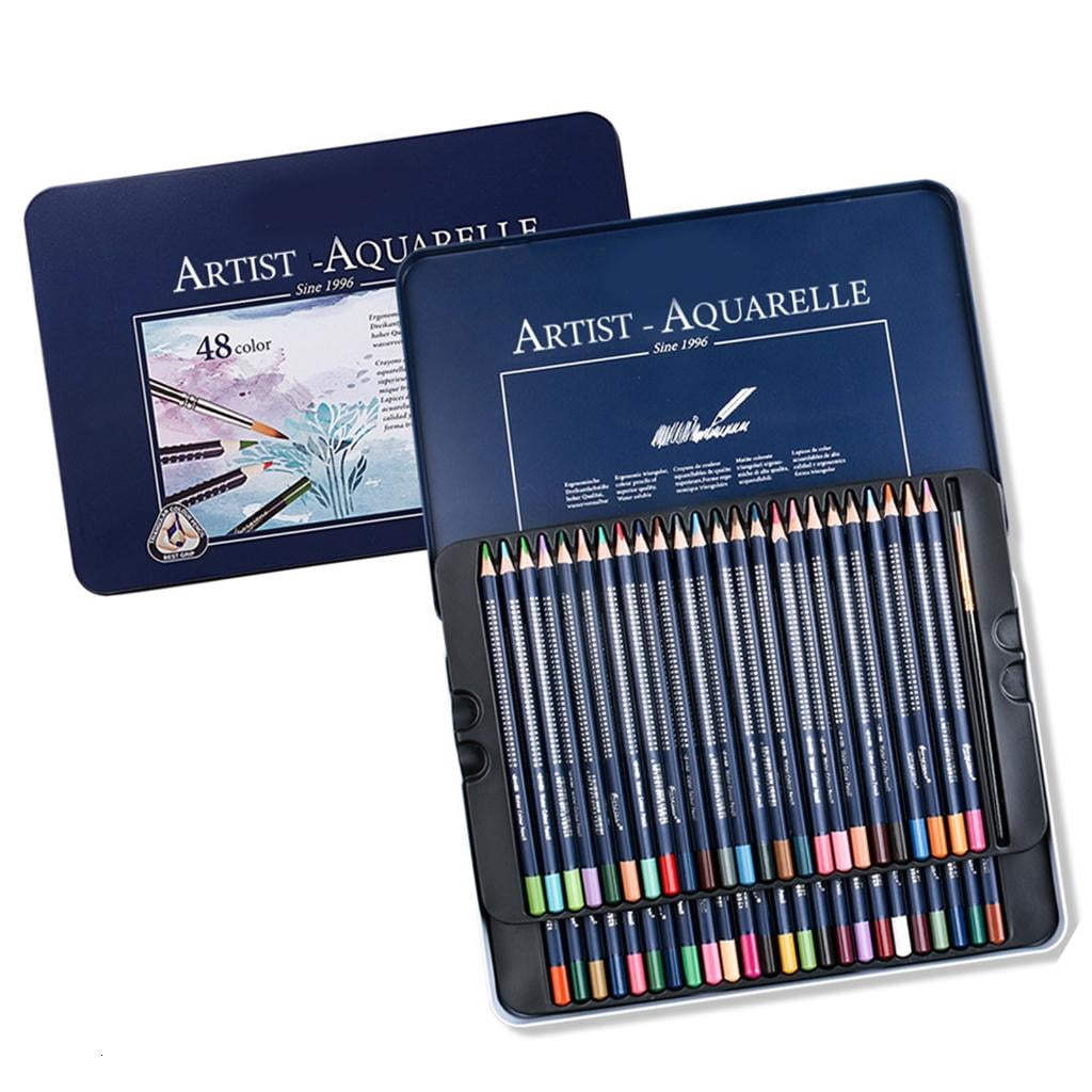 Ywmsfl Coloring Pencils Set in Metal Case Coloured Pencil with Brush Portable Artist Watercolor Pencil for Coloring Sketching