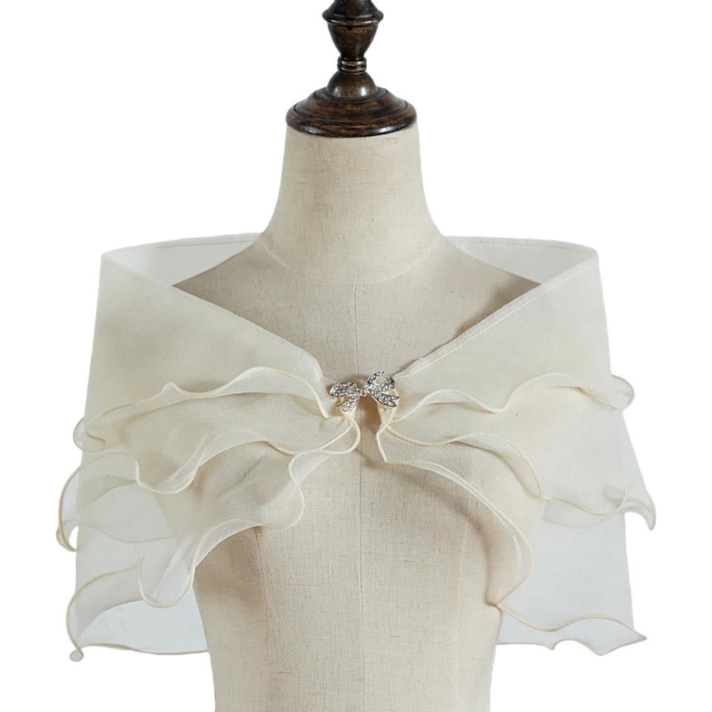Shawl Ruffle Ywmsfl Comfortable Bridal Wrap Shoulder Shawl Ruffle Covering Up for ...