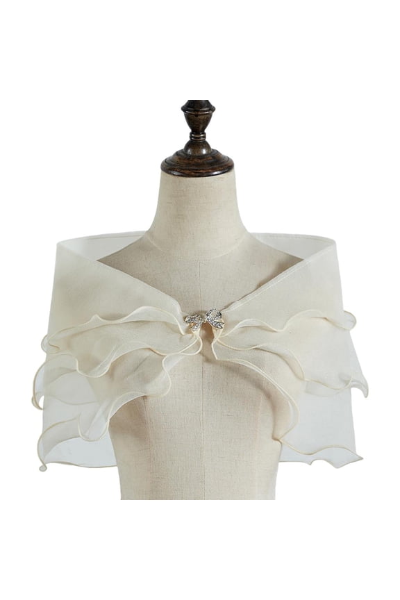 Comfortable Bridal Wrap Shoulder Shawl Ruffle Covering Up for Weddings and Photoshoots Lightweight Breathable Fabric