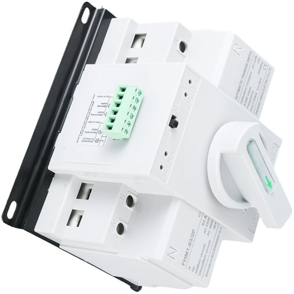 Ywmsfl Compact 2P 63A Automatic Transfer Switches 220V 110V Circuit Breaking Safe Power Management Plastic for Household Use