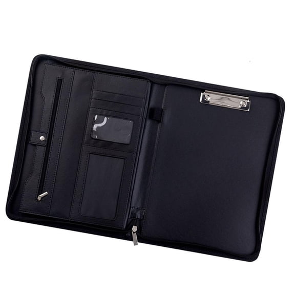 Ywmsfl Conference Folder Zippered File Case with Multiple Pocket Card Holder Clipboard