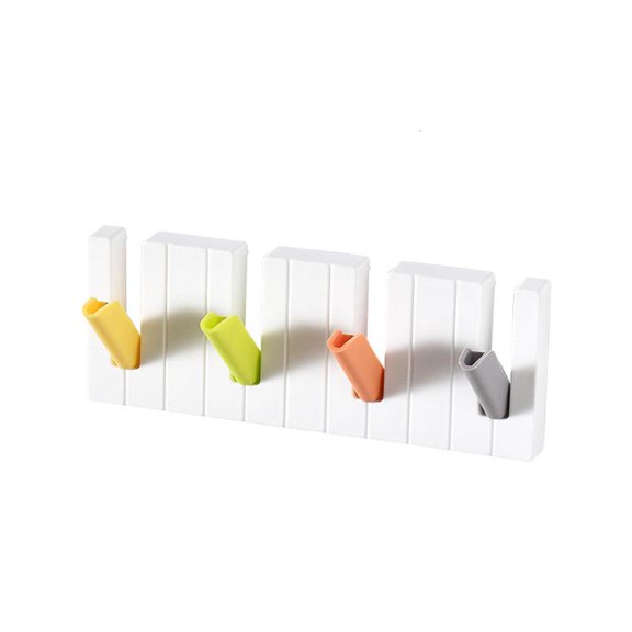Ywmsfl for Creative Four Lattice Piano Hook Hidden Folding Hat Hooks for Storage Hanger for Home Kitchen Bathroom Wall Mounted Clothes Hat Coat Hanging Sticky Hangers