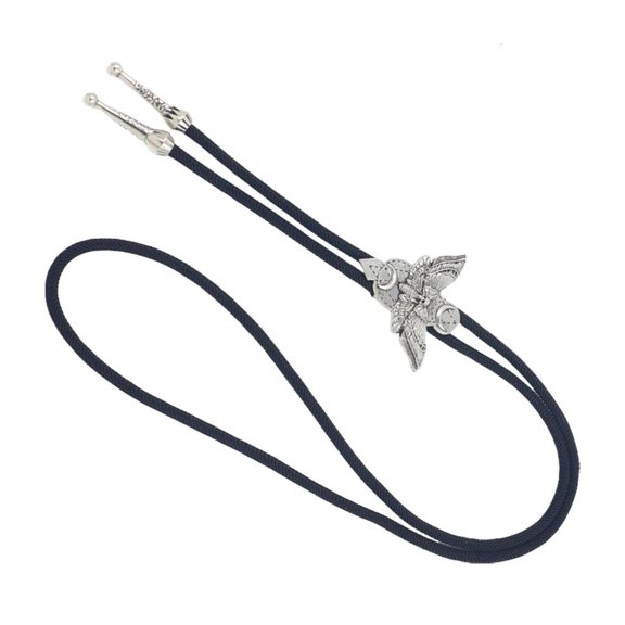 Ywmsfl Death Moth Embellished Bolotie Necklace Adjustable Braided Rope Necktie Western Punk Styles Neckwear for Unisex
