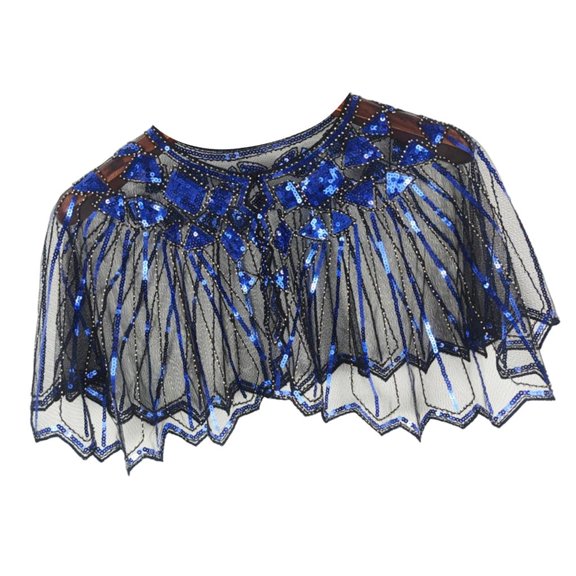 Ywmsfl Delicate Sequins Adorned Capelet Shoulder Wrap Breathable Mesh Fabric Scarf Shawl With Intricated Beadwork Design