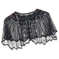 thumbnail image 1 of Ywmsfl Delicate Sequins Adorned Capelet Shoulder Wrap Breathable Mesh Fabric Scarf Shawl With Intricated Beadwork Design, 1 of 19