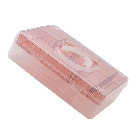 Ywmsfl Double Layer Stackable Carry Box Clear Plastic Organizer Storage Box with Handle for Stationery, Scrapbooking, Art Craft